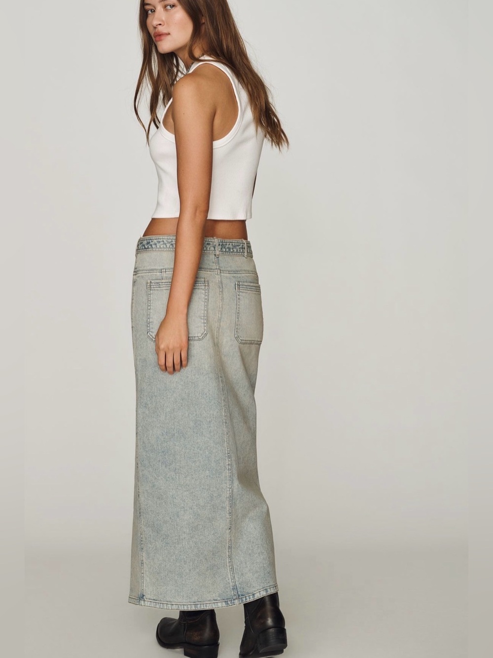 Anthropologie Pilcro Slouchy Denim Column Skirt 2 - Picture 3 of 9